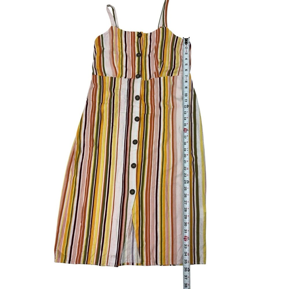 Cotton On Striped Button Front Midi Summer Dress Multicolor Linen Blend Size XL - Picture 8 of 9